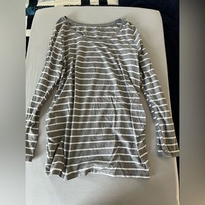 XL gray and white striped maternity shirt